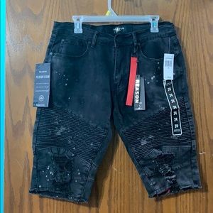 Reason Clothing Brand, Black Denim Shorts